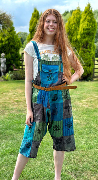 CAMDEN PATCHWORK SHORTS DUNGAREES / JUMPSUIT