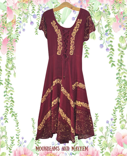 BURGUNDY MOONDANCE BATIK DRESS