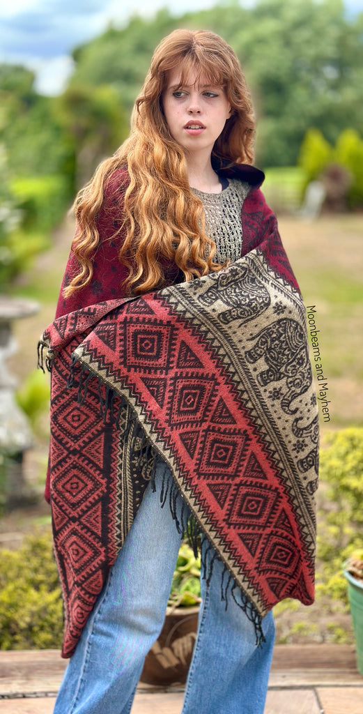 INDIAN ELEPHANT BLANKET WRAP / SHAWL