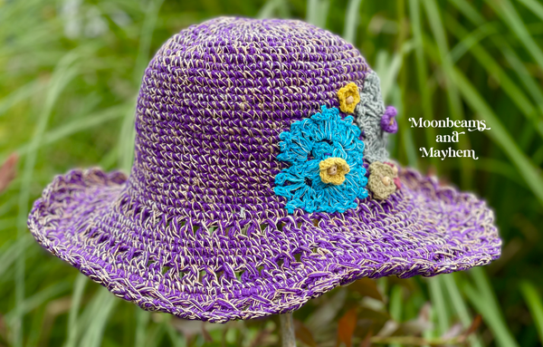 BEAUTIFUL PURPLE BLOSSOM CROCHET HAT - MoonbeamsandMayhem