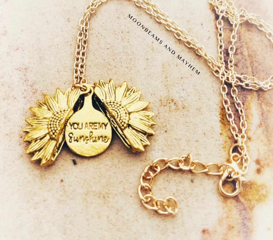 YOU ARE MY SUNSHINE SUNFLOWER NECKLACE - MoonbeamsandMayhem