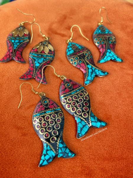 STUNNING INDIAN MOSAIC EARRINGS - MoonbeamsandMayhem