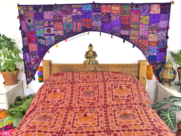 EXQUISITE LARGE PURPLE BED / WINDOW TORAN / BANDHANWAR / VALANCE - MoonbeamsandMayhem