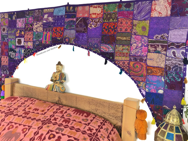 EXQUISITE LARGE PURPLE BED / WINDOW TORAN / BANDHANWAR / VALANCE - MoonbeamsandMayhem