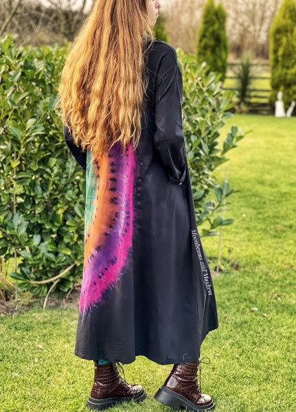 WICKED WILD CHILD BLACK TIE DYE OVERCOAT M / L / XL - MoonbeamsandMayhem