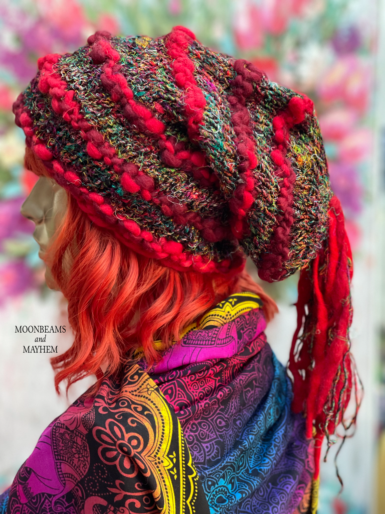 DELICIOUS POPPY RED MARLEY BEANIE / HAT - MoonbeamsandMayhem