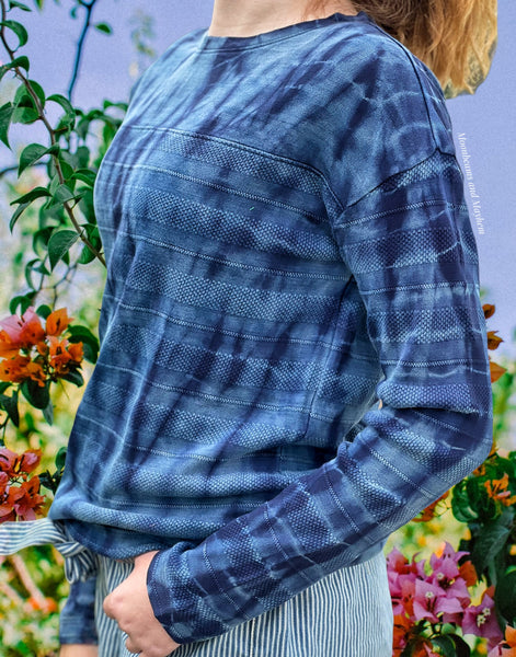 DENIM BLUE LADIES COTTON TIE DYE TOP / JUMPER S - XL - MoonbeamsandMayhem