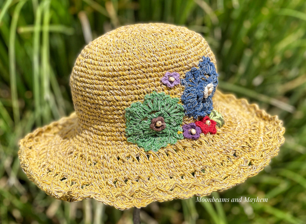 BEAUTIFUL BUTTERCUP YELLOW BLOSSOM CROCHET HAT - MoonbeamsandMayhem