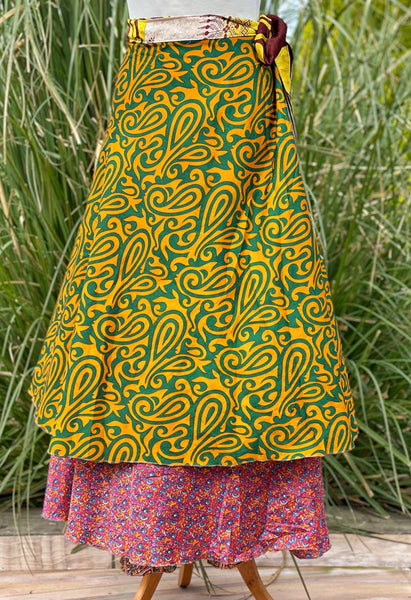 BEAUTIFUL REVERSIBLE FLORAL SHANGRI-LA WRAP SKIRT (168) - MoonbeamsandMayhem