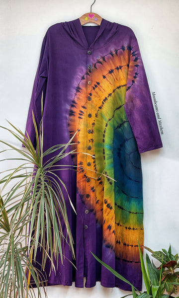 WICKED WILD CHILD PURPLE TIE DYE OVERCOAT M / L / XL - MoonbeamsandMayhem