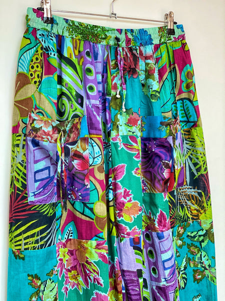 WILD BLOOMS COTTON HAREM PANTS - REG / XL (078) - MoonbeamsandMayhem