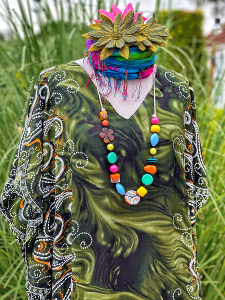 GREEN MEHNDI TIE DYE KAFTAN / REG - PLUS SIZE - MoonbeamsandMayhem