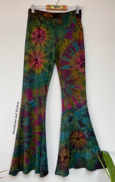 WILD CHILD GREEN TIE DYE BELL BOTTOM LEGGINGS (SIZE 10 - 14 / REG LEG ) - MoonbeamsandMayhem