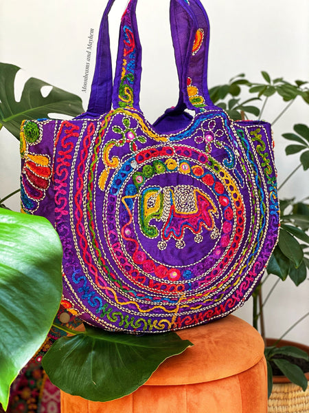 ENCHANTING PURPLE SHAMBALA BOHEMIAN  SHOULDER BAG - MoonbeamsandMayhem