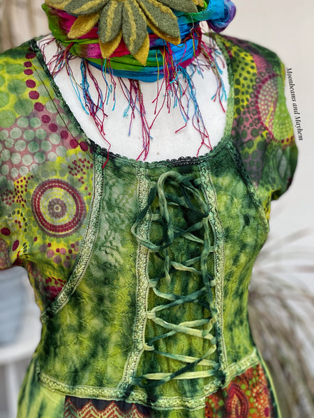 FOREST GREEN HARMONY SUMMER DRESS SIZE S / M / L - MoonbeamsandMayhem