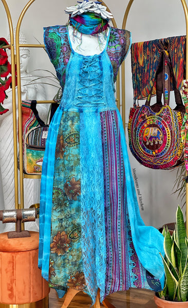 DELICIOUS BLUE HARMONY SUMMER DRESS SIZE S / M / L - MoonbeamsandMayhem