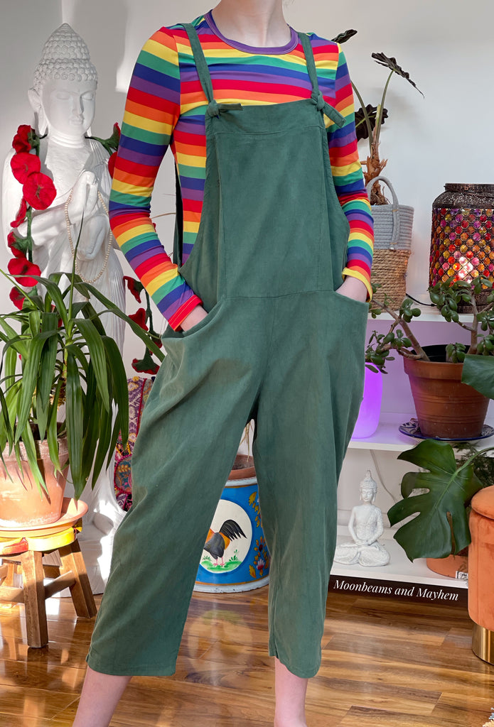 SAGE GREEN NEEDLECORD DOLLY DUNGAREES UK SIZE 10-16 - MoonbeamsandMayhem