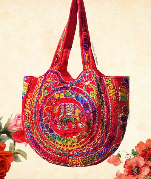 SCARLETT RED 'SHAMBALA' BOHEMIAN  SHOULDER BAG - MoonbeamsandMayhem