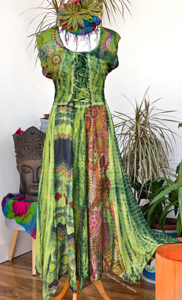 FOREST GREEN HARMONY SUMMER DRESS SIZE S / M / L - MoonbeamsandMayhem