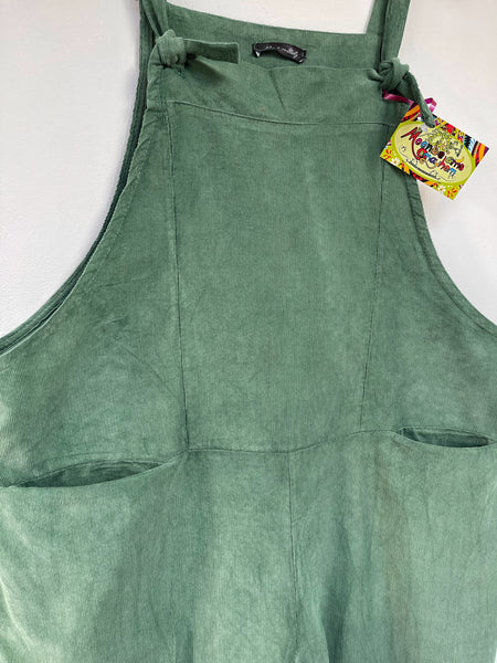 SAGE GREEN NEEDLECORD DOLLY DUNGAREES UK SIZE 10-16 - MoonbeamsandMayhem