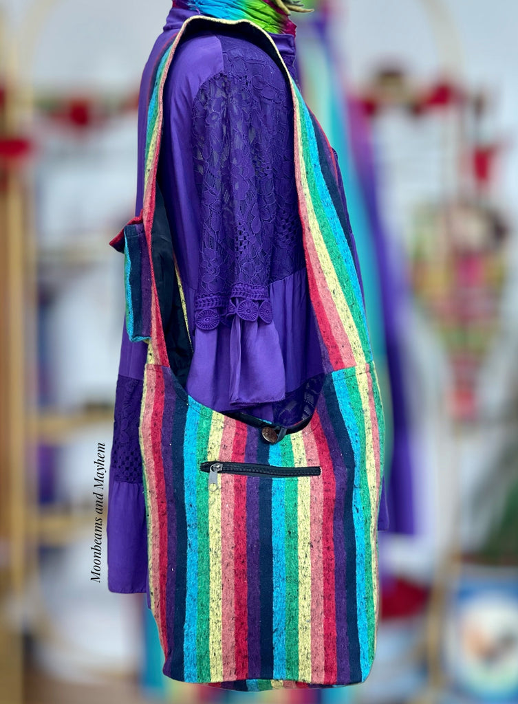 RAINBOW STRIPE SHOULDER BAG / PURSE - MoonbeamsandMayhem