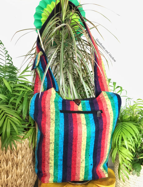 RAINBOW STRIPE SHOULDER BAG / PURSE - MoonbeamsandMayhem