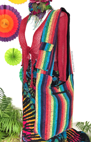 RAINBOW STRIPE SHOULDER BAG / PURSE - MoonbeamsandMayhem