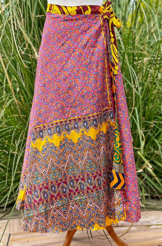 BEAUTIFUL REVERSIBLE FLORAL SHANGRI-LA WRAP SKIRT (168) - MoonbeamsandMayhem