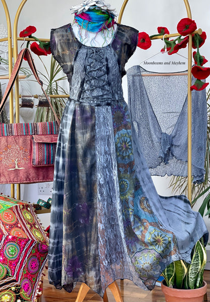 MONUMENT GREY HARMONY SUMMER DRESS SIZE S / M / L - MoonbeamsandMayhem