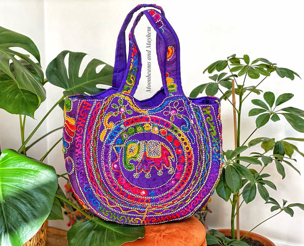 ENCHANTING PURPLE SHAMBALA BOHEMIAN  SHOULDER BAG - MoonbeamsandMayhem