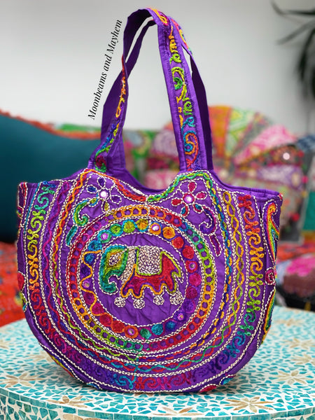 AMETHYST PURPLE SHAMBALA BOHEMIAN SHOULDER BAG - MoonbeamsandMayhem