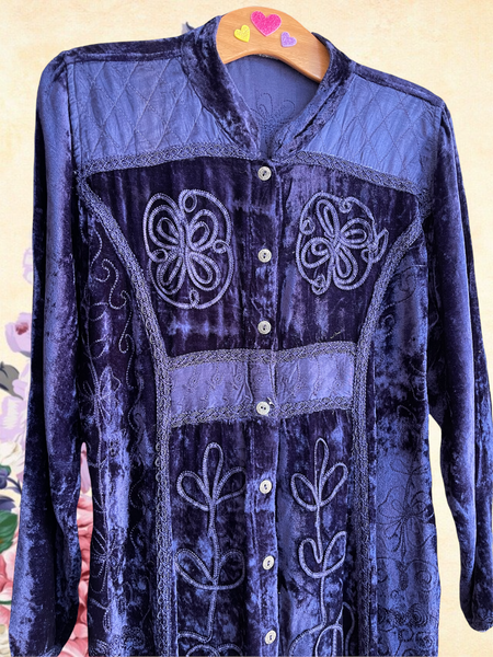 EXQUISITE BLUE VELVET MOONSHINE DRESS / GOWN SIZE S / M - MoonbeamsandMayhem