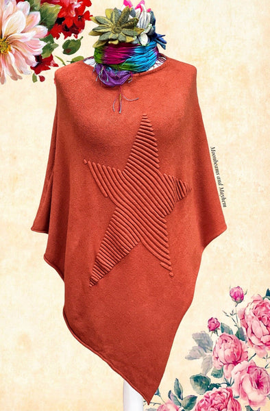 DELICIOUS COPPER STAR PONCHO (Reg / XL) - MoonbeamsandMayhem