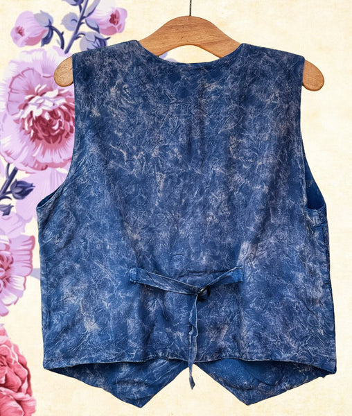 INDIE BLUE WAISTCOAT CARDIGAN - SIZE M - MoonbeamsandMayhem