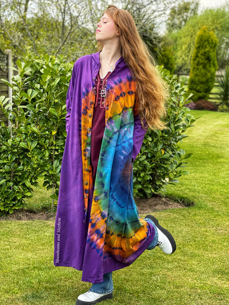 WICKED WILD CHILD PURPLE TIE DYE OVERCOAT M / L / XL - MoonbeamsandMayhem