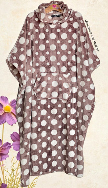 SPOTTY MOCHA GREY LONG SNUGGLE HOODIE - MoonbeamsandMayhem