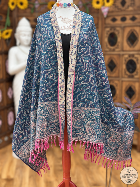 PETROL BLUE MOONLIT WANDERER BLANKET WRAP / SHAWL