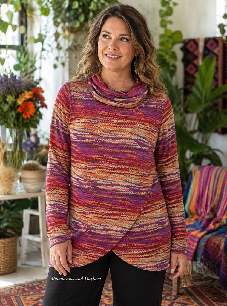 AUTUMN EMBER COWL NECK TOP