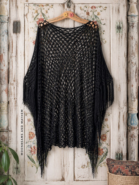 MOONSHINE BLACK SHIMMER PONCHO - MoonbeamsandMayhem