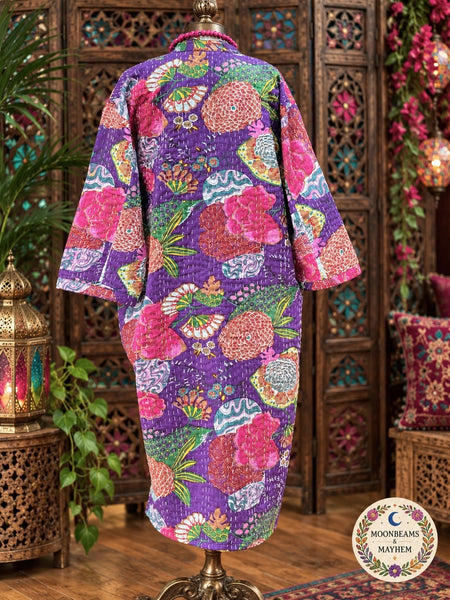 VIOLET MOON GARDEN KANTHA DUSTER COAT