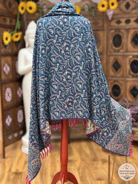 PETROL BLUE MOONLIT WANDERER BLANKET WRAP / SHAWL