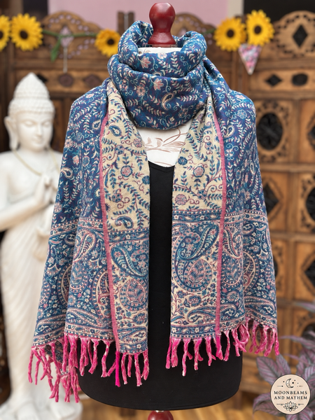 PETROL BLUE MOONLIT WANDERER BLANKET WRAP / SHAWL