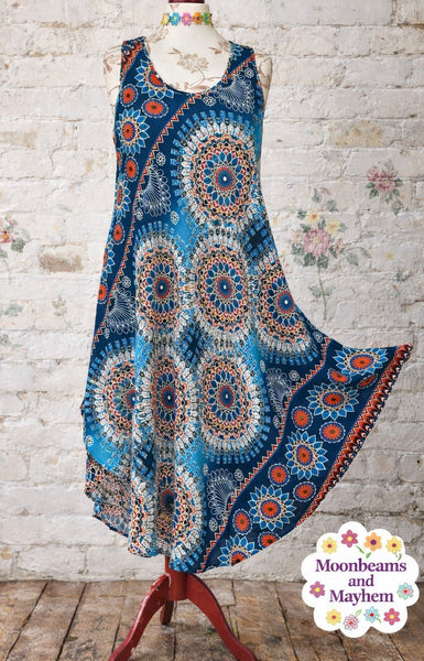 FRENCH BLUE MANDALA DRESS