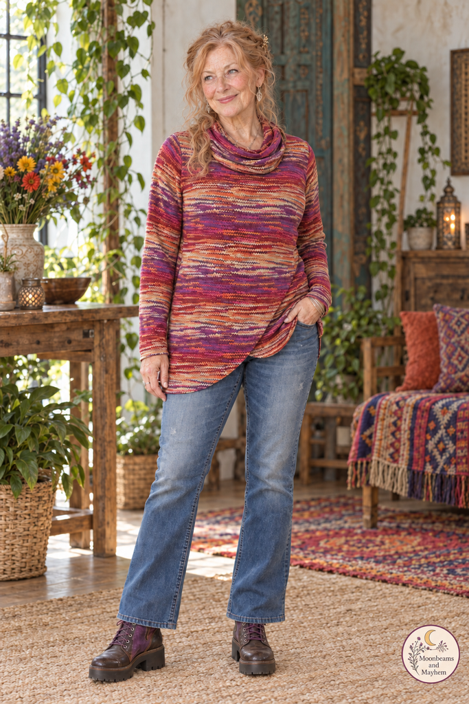 AUTUMN EMBER COWL NECK TOP