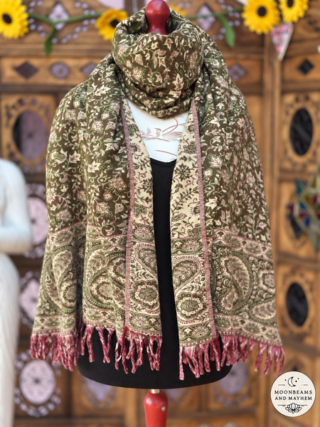 OLIVE GREEN MOONLIT WANDERER BLANKET WRAP / SHAWL