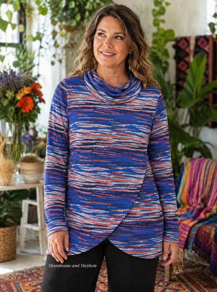 MYSTIC WATERS COWL NECK TOP