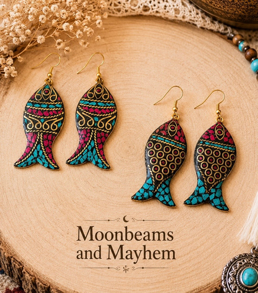 INDIAN MOSAIC EARRINGS x 2