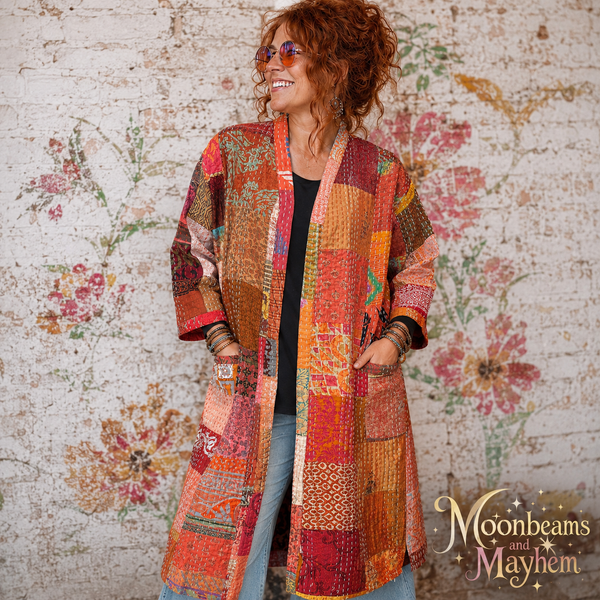SAFFRON SOUL KIMONO DUSTER COAT (OF759SL) - MoonbeamsandMayhem