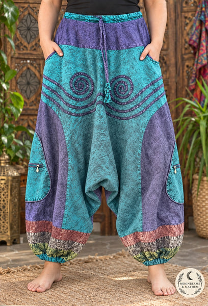 AURA STONEWASHED HAREM TROUSERS |- FITS UK 12-18 (191)
