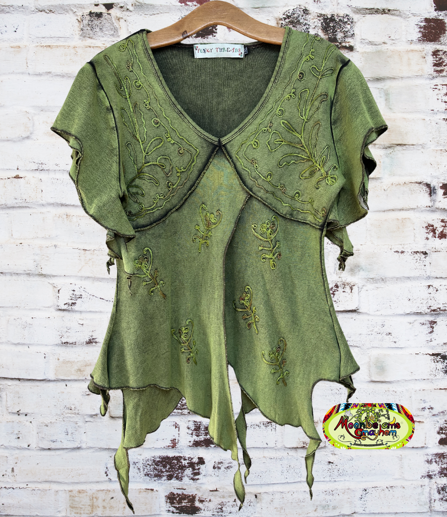 FOREST GREEN PIXIE TOP-L  (FP03) - MoonbeamsandMayhem